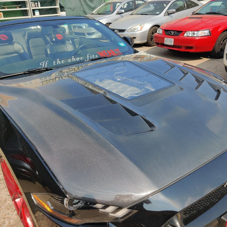 CMST Glass Transparent Hood for Ford Mustang S550.2 2018 - ON Aftermarket Carbon Fiber Part / Bodykit - Robot Bodykits