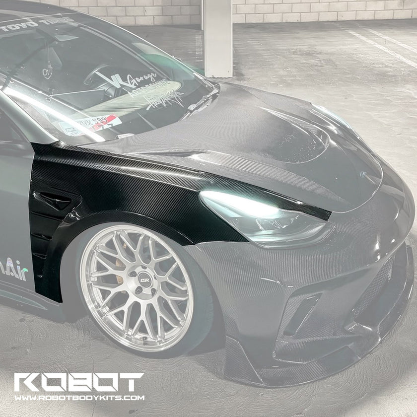 CMST Tesla Model 3 Lightweight Dry-Carbon Fiber Front Fender Replacement (1.58KG) Aftermarket Carbon Fiber Part / Bodykit - Robot Bodykits