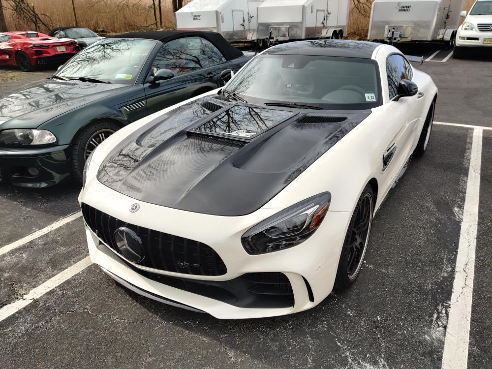 CMST Carbon Fiber Clear View Tempered Glass Transparent Hood Black Series Style for Mercedes Benz C190 AMG GT GTS GTC GTR 2015-2021 - Robot Bodykits