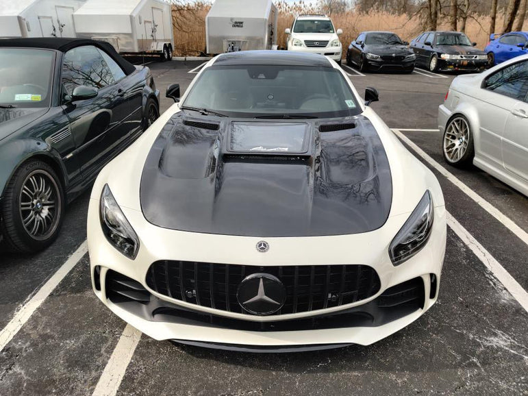 CMST Carbon Fiber Clear View Tempered Glass Transparent Hood Black Series Style for Mercedes Benz C190 AMG GT GTS GTC GTR 2015-2021 - Robot Bodykits