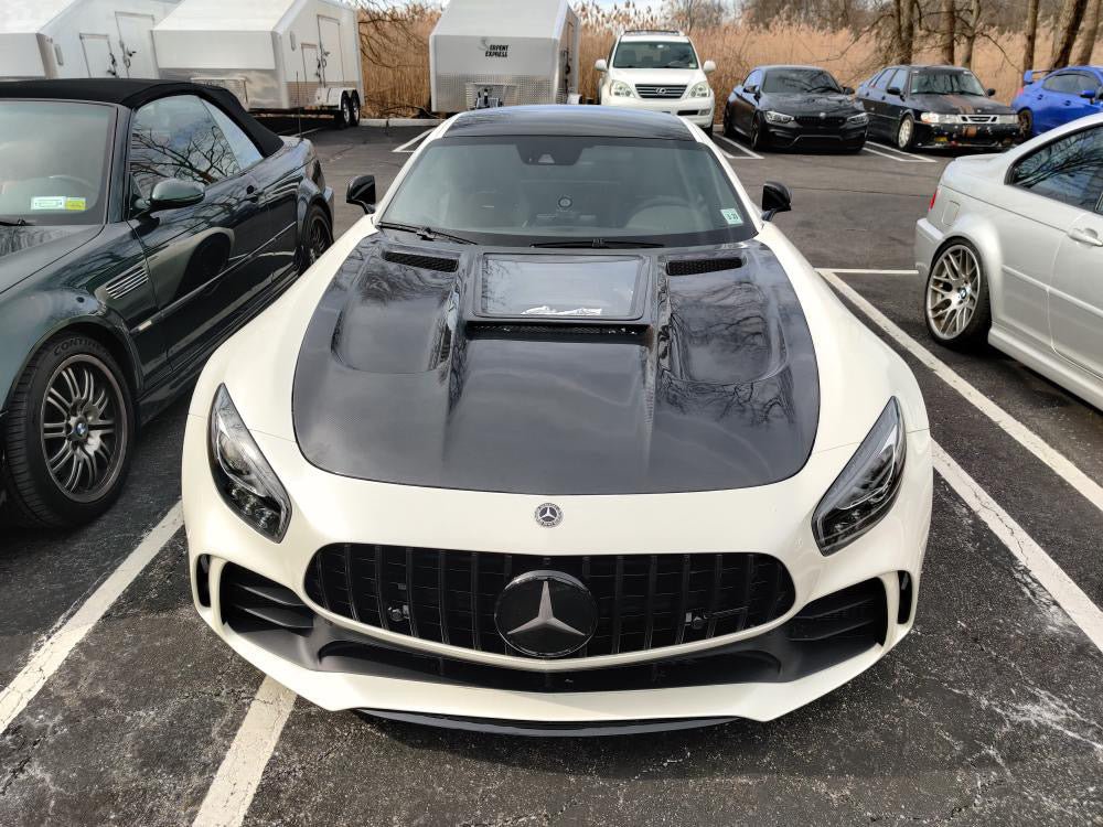 CMST Carbon Fiber Clear View Tempered Glass Transparent Hood Black Series Style for Mercedes Benz C190 AMG GT GTS GTC GTR 2015-2021 - Robot Bodykits