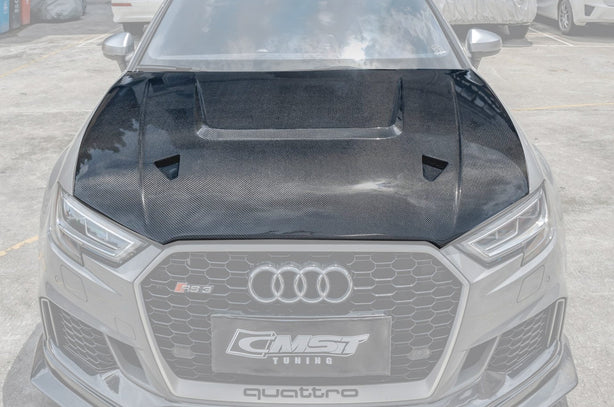 CMST Tuning Carbon Fiber Hood Bonnet Ver.4 for Audi RS3 2018-2020 & 2014-2020 A3 & A3 S Line & S3 Aftermarket Carbon Fiber Part / Bodykit - Robot Bodykits
