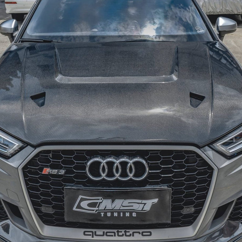 CMST Tuning Carbon Fiber Hood Bonnet Ver.4 for Audi RS3 2018-2020 & 2014-2020 A3 & A3 S Line & S3 Aftermarket Carbon Fiber Part / Bodykit - Robot Bodykits