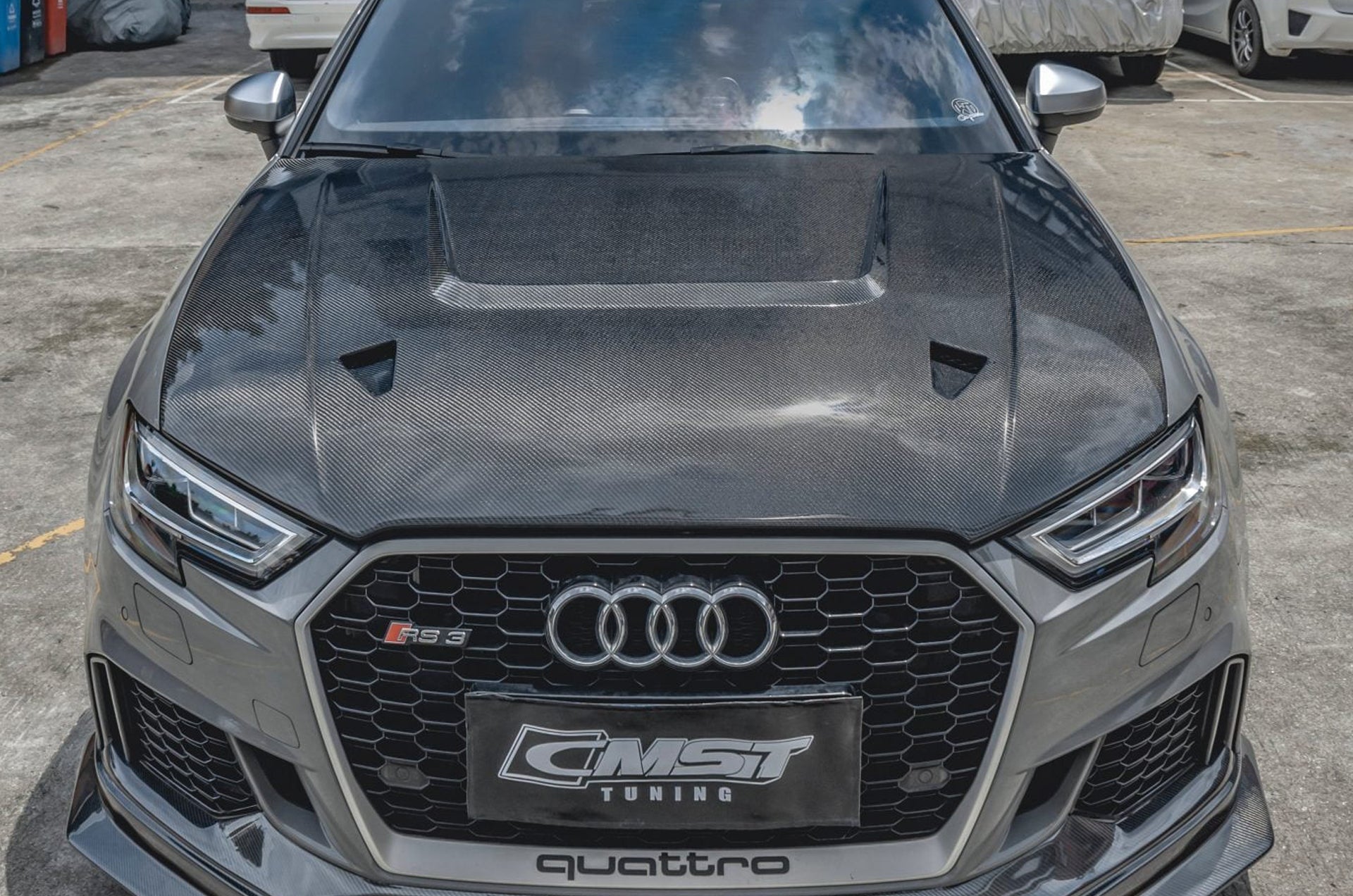 CMST Tuning Carbon Fiber Hood Bonnet Ver.4 for Audi RS3 2018-2020 & 2014-2020 A3 & A3 S Line & S3 Aftermarket Carbon Fiber Part / Bodykit - Robot Bodykits