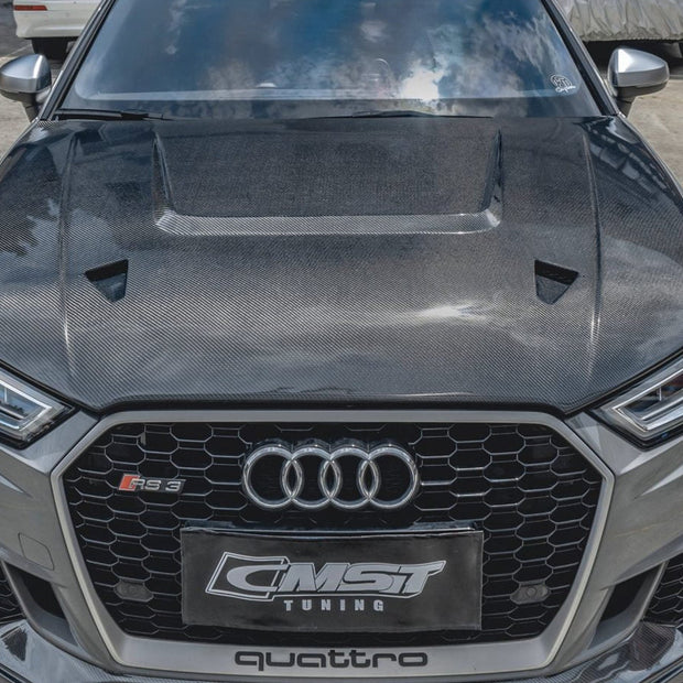 CMST Tuning Carbon Fiber Hood Bonnet Ver.4 for Audi RS3 2018-2020 & 2014-2020 A3 & A3 S Line & S3 Aftermarket Carbon Fiber Part / Bodykit - Robot Bodykits