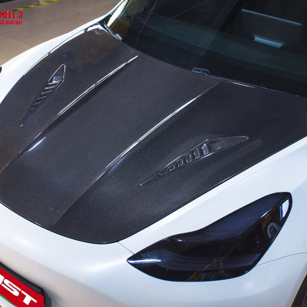 CMST Tuning Carbon Fiber Hood Ver.2 for Tesla Model 3 Aftermarket Carbon Fiber Part / Bodykit - Robot Bodykits