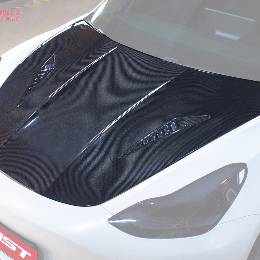 CMST Tuning Carbon Fiber Hood Ver.2 for Tesla Model 3 Aftermarket Carbon Fiber Part / Bodykit - Robot Bodykits