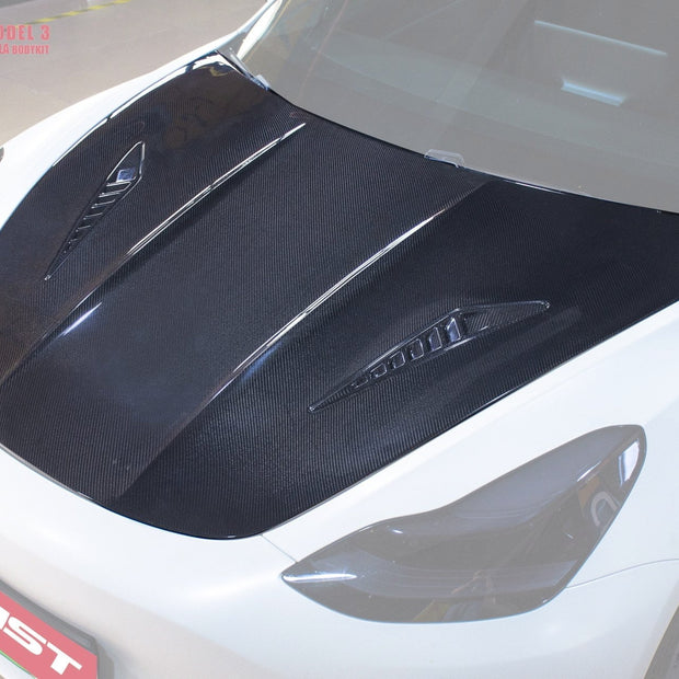 CMST Tuning Carbon Fiber Hood Ver.2 for Tesla Model 3 Aftermarket Carbon Fiber Part / Bodykit - Robot Bodykits
