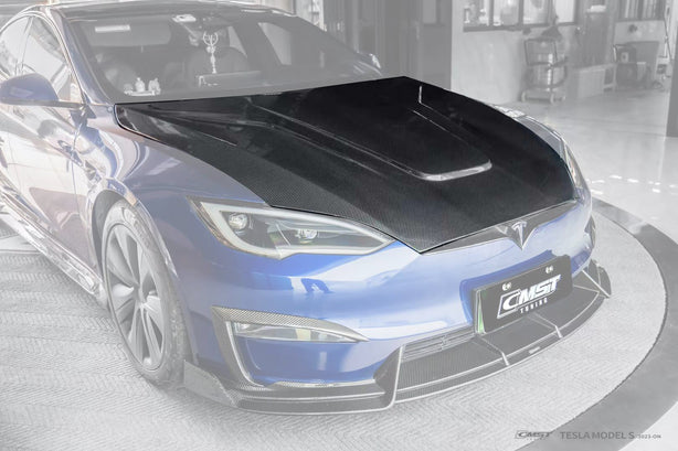 CMST Tuning Carbon Fiber Hood Ver.2 for Tesla Model S 2023+ Aftermarket Carbon Fiber Part / Bodykit - Robot Bodykits