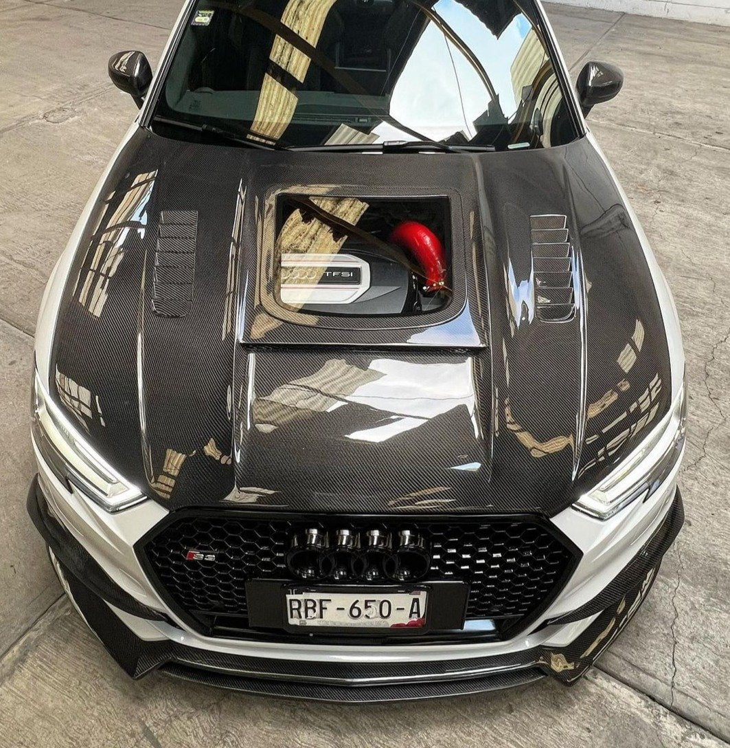 CMST Tuning Glass Transparent Carbon Fiber Hood Bonnet Ver.3 for Audi RS3 2018-2020 & 2014-2020 A3 & A3 S Line & S3 Aftermarket Carbon Fiber Part / Bodykit - Robot Bodykits