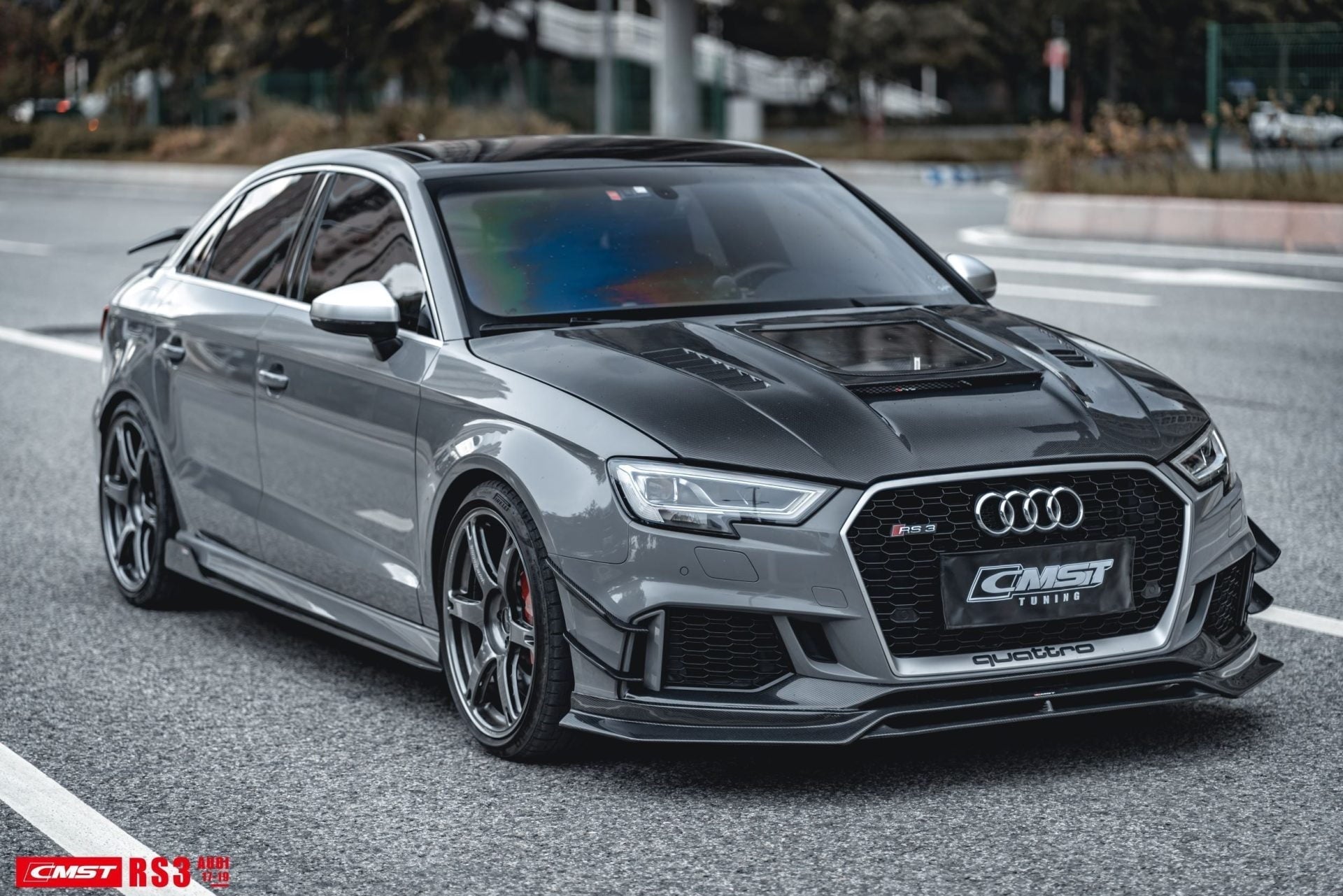 CMST Tuning Glass Transparent Carbon Fiber Hood Bonnet Ver.3 for Audi RS3 2018-2020 & 2014-2020 A3 & A3 S Line & S3 Aftermarket Carbon Fiber Part / Bodykit - Robot Bodykits