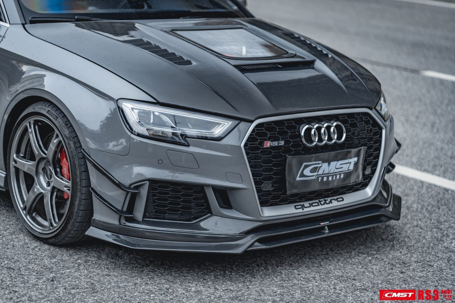 CMST Tuning Glass Transparent Carbon Fiber Hood Bonnet Ver.3 for Audi RS3 2018-2020 & 2014-2020 A3 & A3 S Line & S3 Aftermarket Carbon Fiber Part / Bodykit - Robot Bodykits