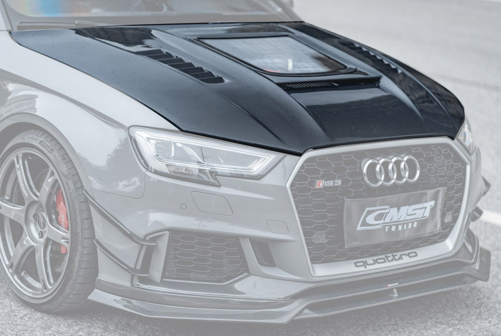 CMST Tuning Glass Transparent Carbon Fiber Hood Bonnet Ver.3 for Audi RS3 2018-2020 & 2014-2020 A3 & A3 S Line & S3 Aftermarket Carbon Fiber Part / Bodykit - Robot Bodykits