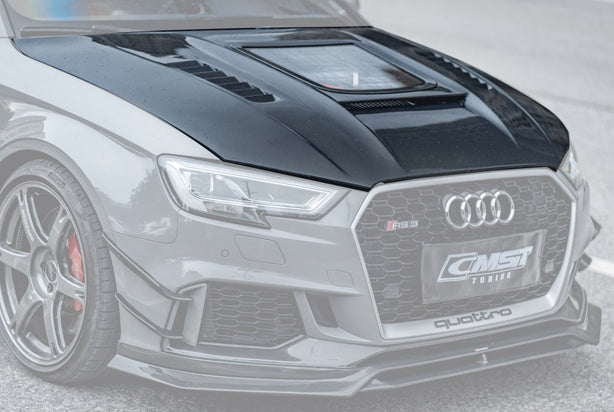 CMST Tuning Glass Transparent Carbon Fiber Hood Bonnet Ver.3 for Audi RS3 2018-2020 & 2014-2020 A3 & A3 S Line & S3 Aftermarket Carbon Fiber Part / Bodykit - Robot Bodykits