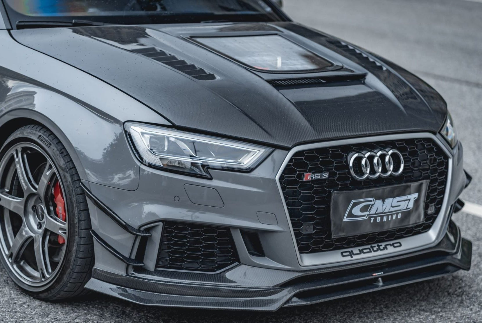 CMST Tuning Glass Transparent Carbon Fiber Hood Bonnet Ver.3 for Audi RS3 2018-2020 & 2014-2020 A3 & A3 S Line & S3 Aftermarket Carbon Fiber Part / Bodykit - Robot Bodykits