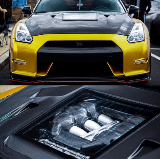 CMST Tuning Nissan GTR GT-R R35 2008-2016 Carbon Fiber Tempered Glass Transparent Hood Window See Through Aftermarket Carbon Fiber Part / Bodykit - Robot Bodykits