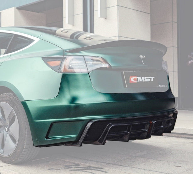 CMST Tuning Rear Bumper & Rear Diffuser for Tesla Model 3 Aftermarket Carbon Fiber Part / Bodykit - Robot Bodykits