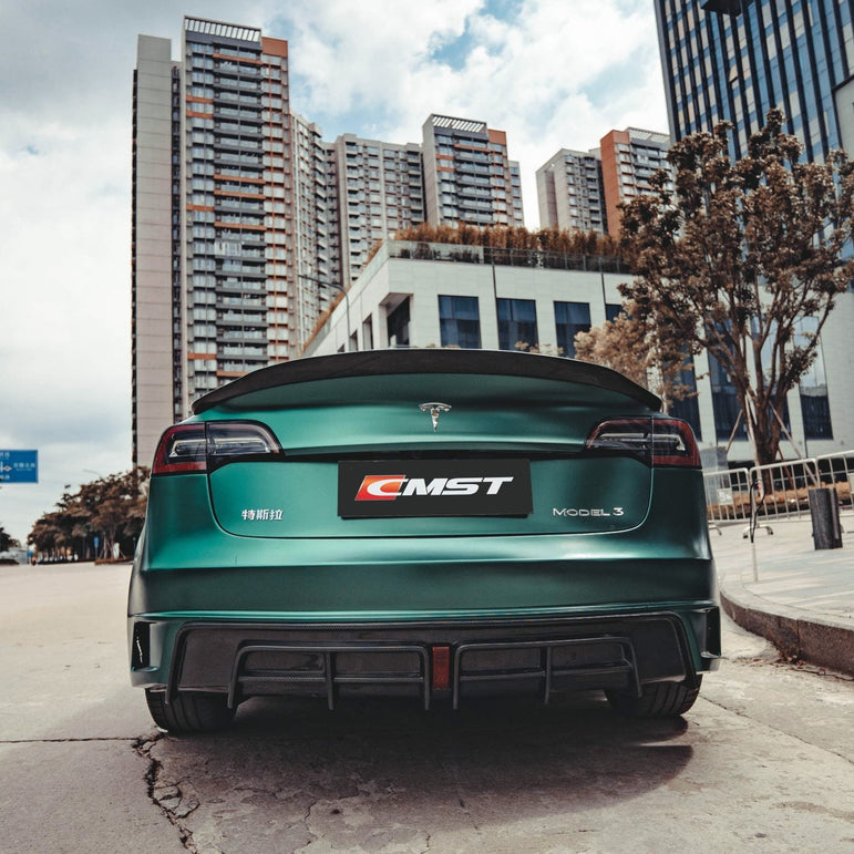 CMST Tuning Rear Bumper & Rear Diffuser for Tesla Model 3 Aftermarket Carbon Fiber Part / Bodykit - Robot Bodykits