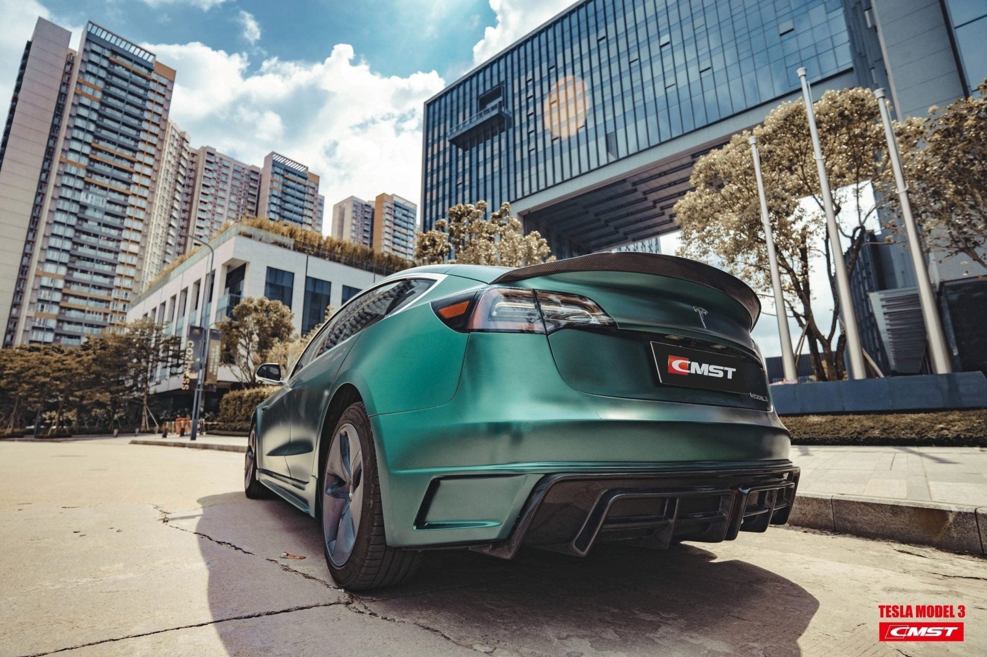 CMST Tuning Rear Bumper & Rear Diffuser for Tesla Model 3 Aftermarket Carbon Fiber Part / Bodykit - Robot Bodykits
