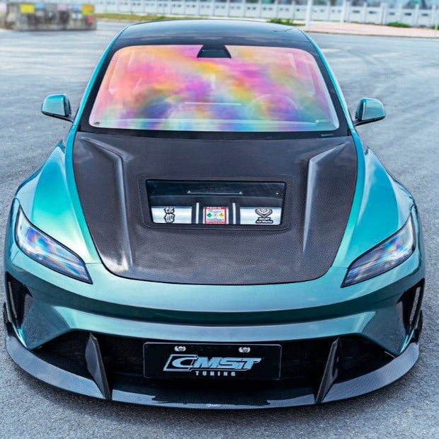 CMST V2 Tempered Glass Clearview Hood for Tesla Model 3 Highland 2024 - ON Aftermarket Carbon Fiber Part / Bodykit - Robot Bodykits