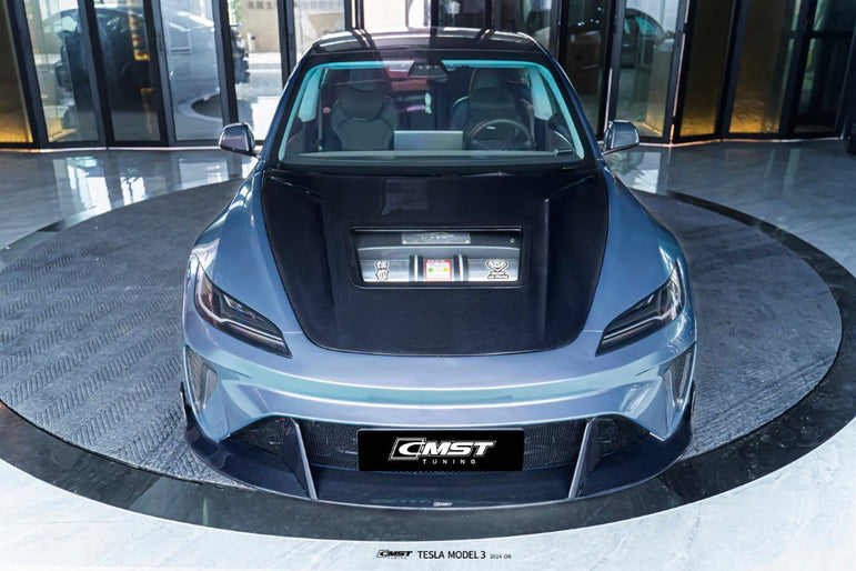 CMST V2 Tempered Glass Clearview Hood for Tesla Model 3 Highland 2024 - ON Aftermarket Carbon Fiber Part / Bodykit - Robot Bodykits