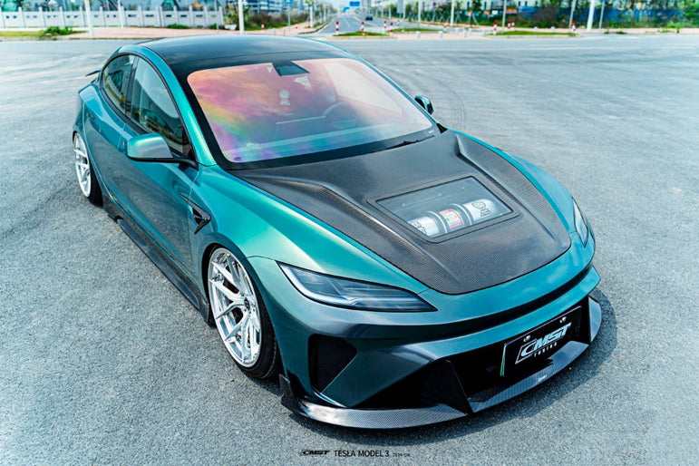 CMST V2 Tempered Glass Clearview Hood for Tesla Model 3 Highland 2024 - ON Aftermarket Carbon Fiber Part / Bodykit - Robot Bodykits