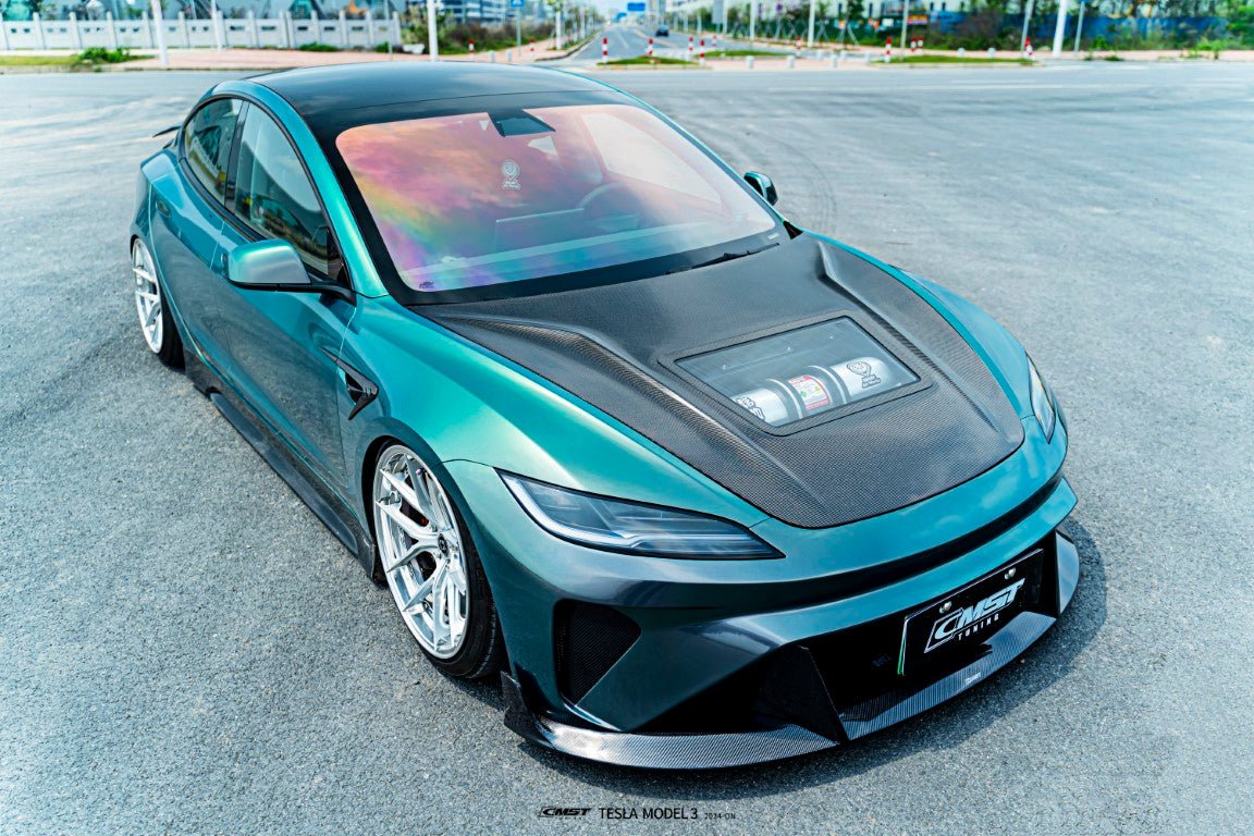 CMST V2 Tempered Glass Clearview Hood for Tesla Model 3 Highland 2024 - ON Aftermarket Carbon Fiber Part / Bodykit - Robot Bodykits