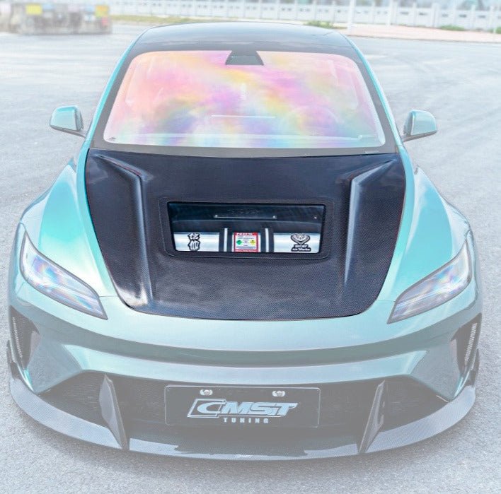 CMST V2 Tempered Glass Clearview Hood for Tesla Model 3 Highland 2024 - ON Aftermarket Carbon Fiber Part / Bodykit - Robot Bodykits