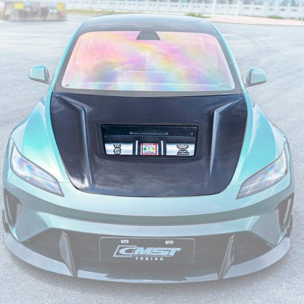 CMST V2 Tempered Glass Clearview Hood for Tesla Model 3 Highland 2024 - ON Aftermarket Carbon Fiber Part / Bodykit - Robot Bodykits