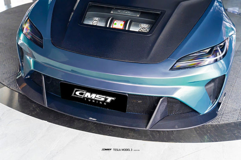 CMST V2 Tempered Glass Clearview Hood for Tesla Model 3 Highland 2024 - ON Aftermarket Carbon Fiber Part / Bodykit - Robot Bodykits