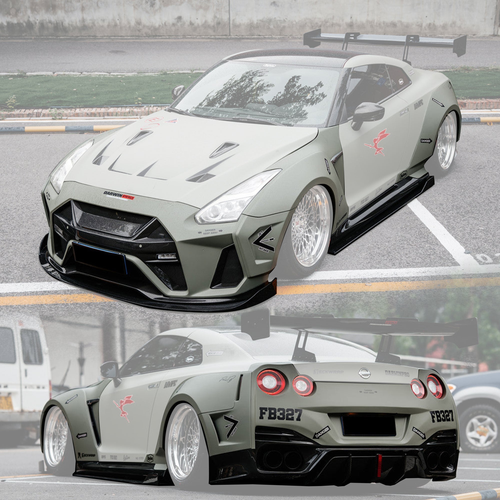 DarwinPRO 2008 - 2022 Nissan GTR R35 CBA & DBA & EBA BKSSII Style Partial Carbon Fiber Full Wide Body Kit Aftermarket Carbon Fiber Part / Bodykit - Robot Bodykits