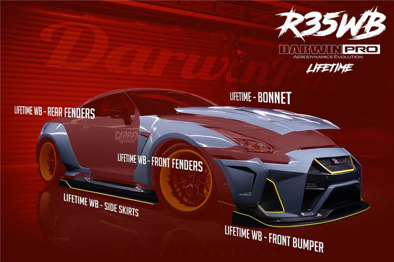 DarwinPRO 2008 - 2022 Nissan GTR R35 CBA & DBA & EBA BKSSII Style Partial Carbon Fiber Full Wide Body Kit Aftermarket Carbon Fiber Part / Bodykit - Robot Bodykits