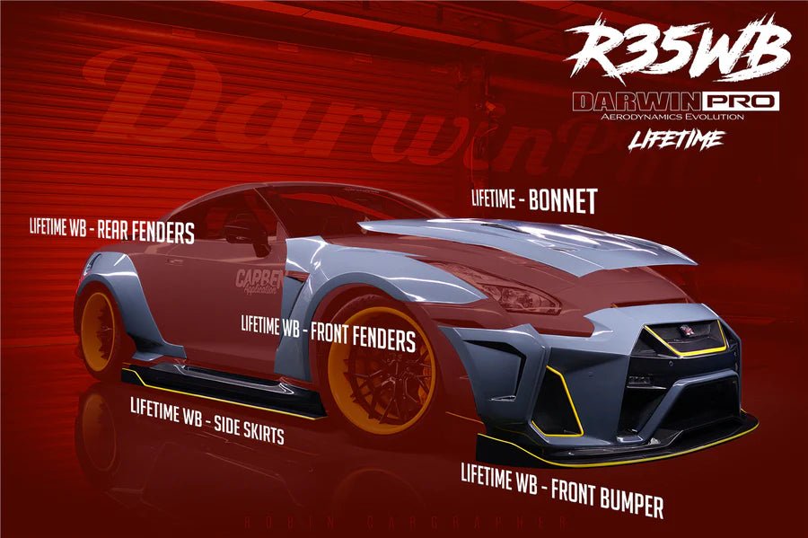 DarwinPRO 2008 - 2022 Nissan GTR R35 CBA & DBA & EBA BKSSII Style Partial Carbon Fiber Full Wide Body Kit Aftermarket Carbon Fiber Part / Bodykit - Robot Bodykits