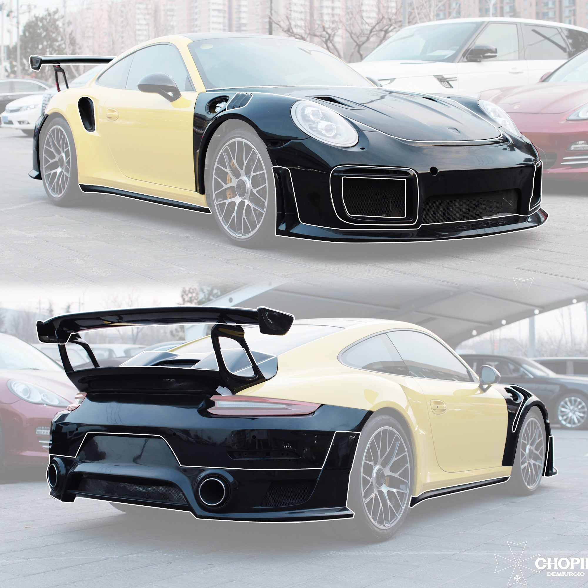 DarwinPro 2013 - 2019 Porsche 991 911 Turbo - 991.2 GT2 RS Conversion Full Bodykit FRP / Partial Carbon Aftermarket Carbon Fiber Part / Bodykit - Robot Bodykits