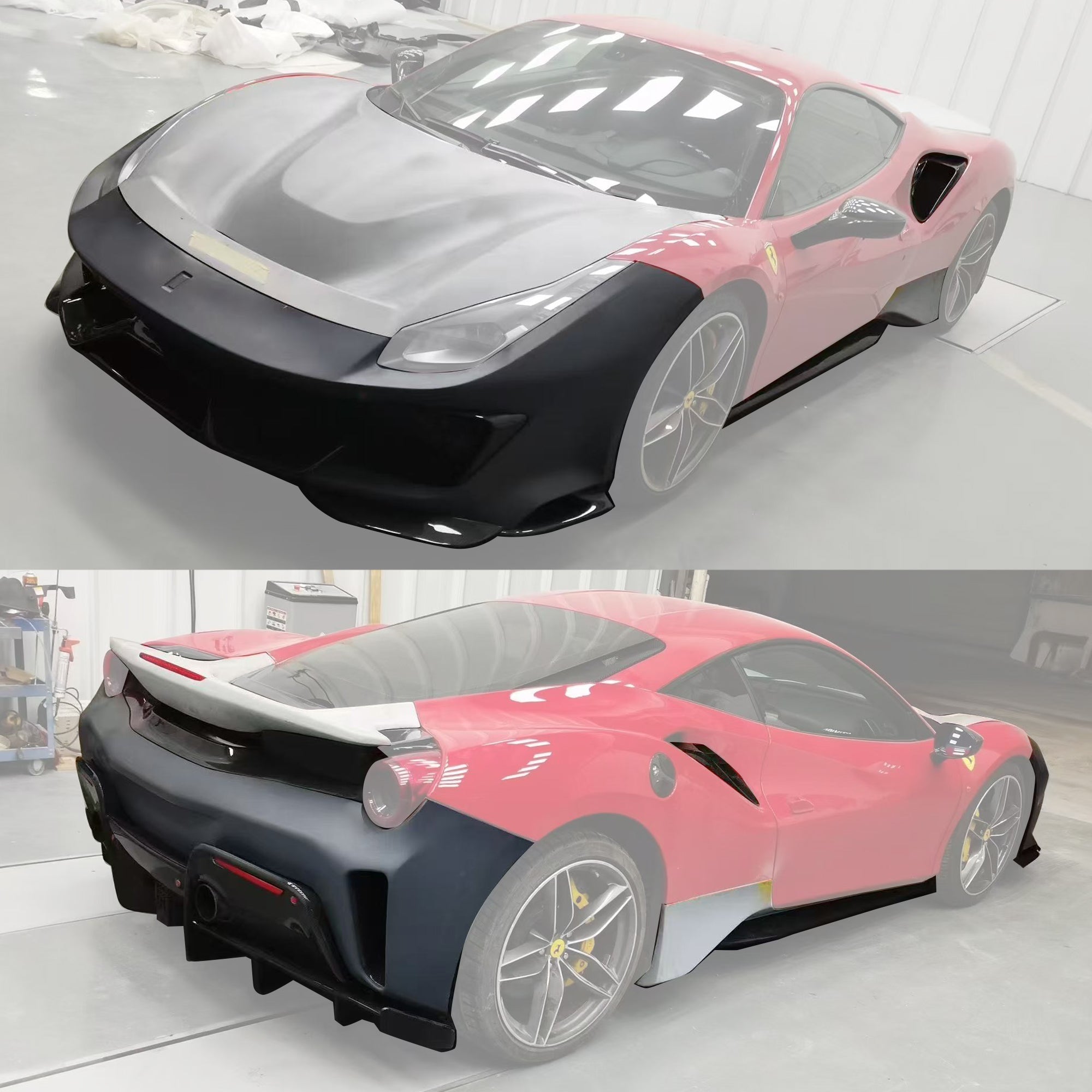 Ferrari 488GTB Upgrade to Pista Full Conversion Body Kit (Plastic & Dry - Carbon) Aftermarket Carbon Fiber Part / Bodykit - Robot Bodykits