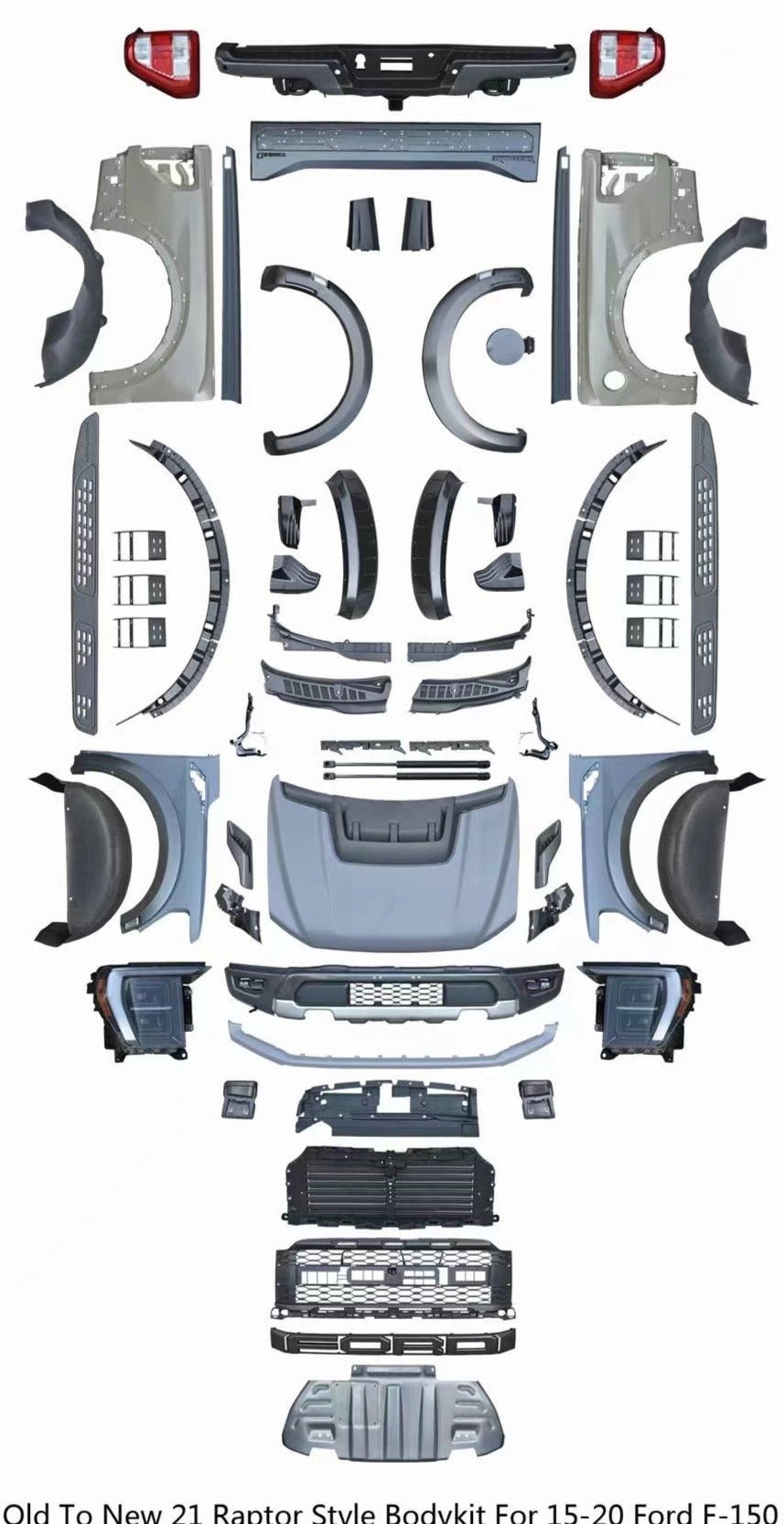 Ford Raptor F150 2015 - 2020 to 2021+ Complete Conversion Kit Aftermarket Carbon Fiber Part / Bodykit - Robot Bodykits