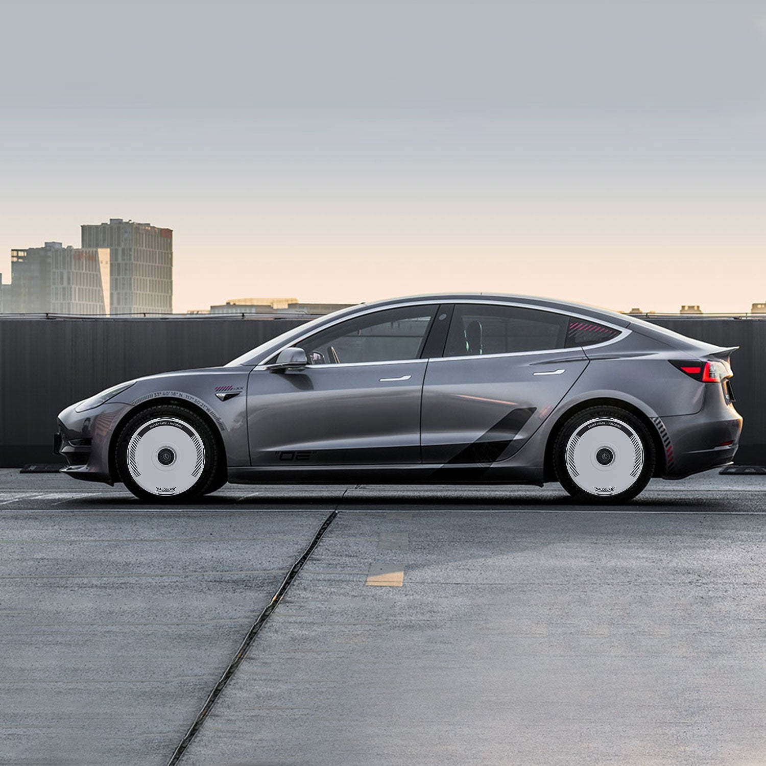 HALODISC 2 Tesla Wheel Covers丨Silver Track Aftermarket Carbon Fiber Part / Bodykit - Robot Bodykits