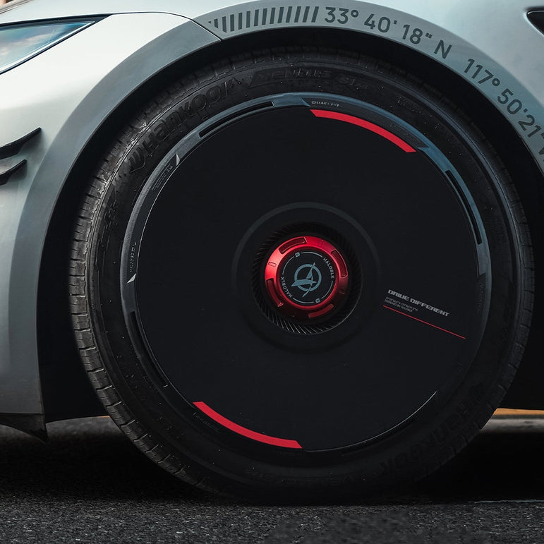 HALODISC 2 Wheel Covers for Tesla | Custom Numbers Series BLACK Aftermarket Carbon Fiber Part / Bodykit - Robot Bodykits