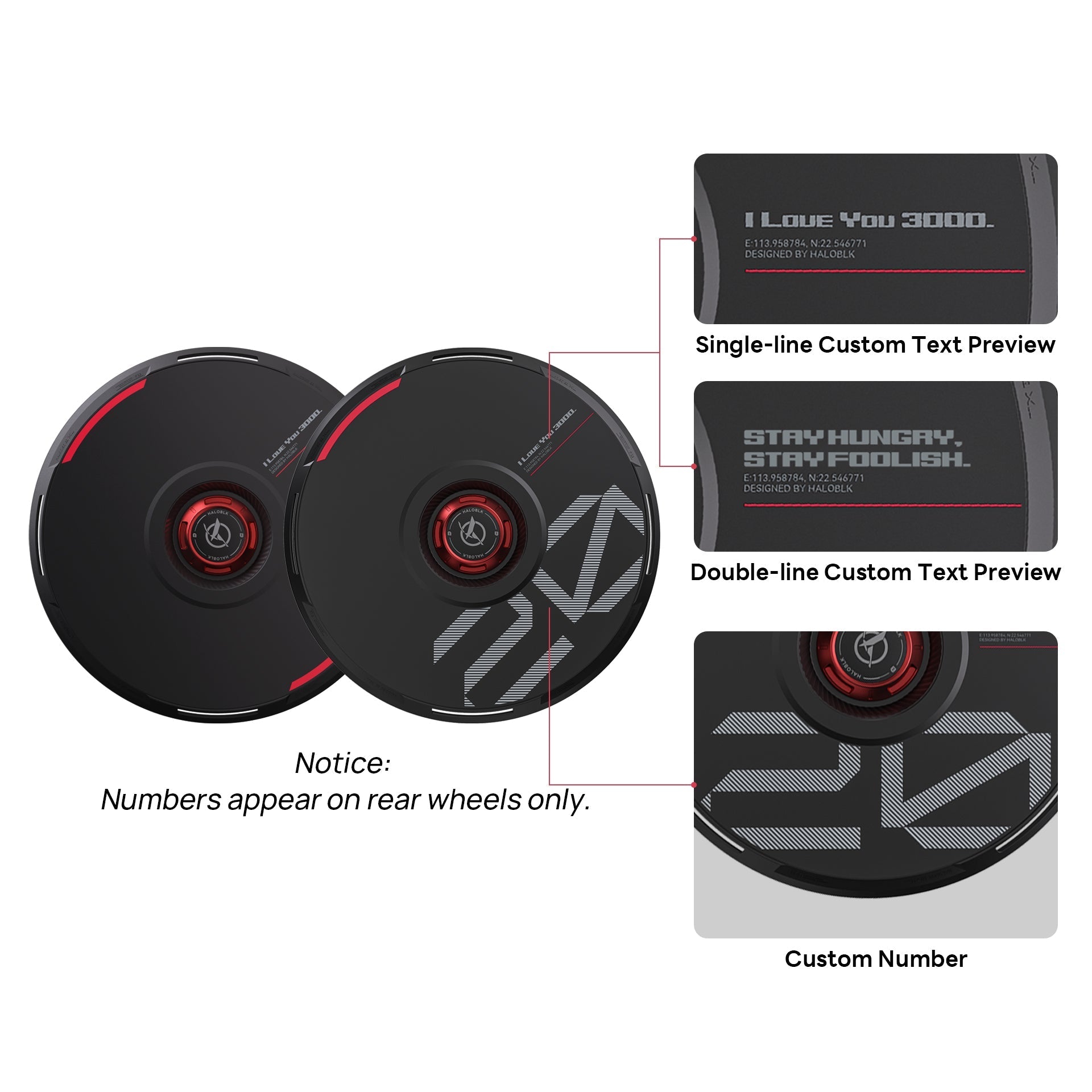 HALODISC 2 Wheel Covers for Tesla | Custom Numbers Series BLACK Aftermarket Carbon Fiber Part / Bodykit - Robot Bodykits