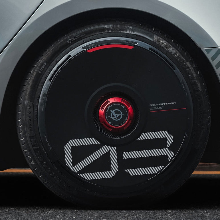HALODISC 2 Wheel Covers for Tesla | Custom Numbers Series BLACK Aftermarket Carbon Fiber Part / Bodykit - Robot Bodykits