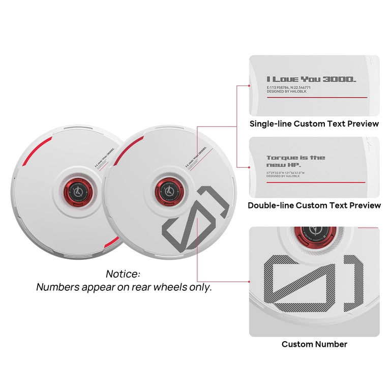 HALODISC 2 Wheel Covers for Tesla | Custom Numbers Series WHITE Aftermarket Carbon Fiber Part / Bodykit - Robot Bodykits
