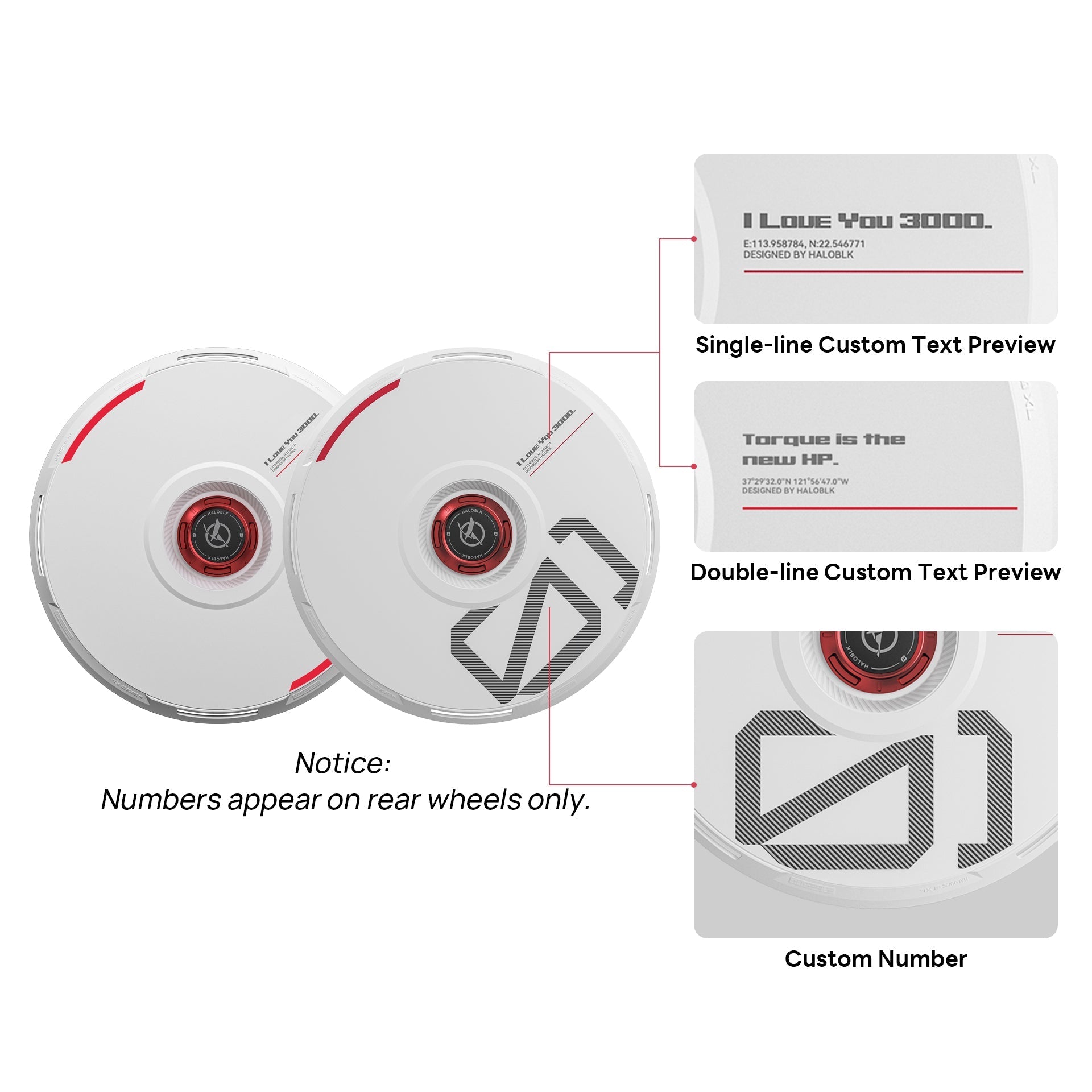 HALODISC 2 Wheel Covers for Tesla | Custom Numbers Series WHITE Aftermarket Carbon Fiber Part / Bodykit - Robot Bodykits