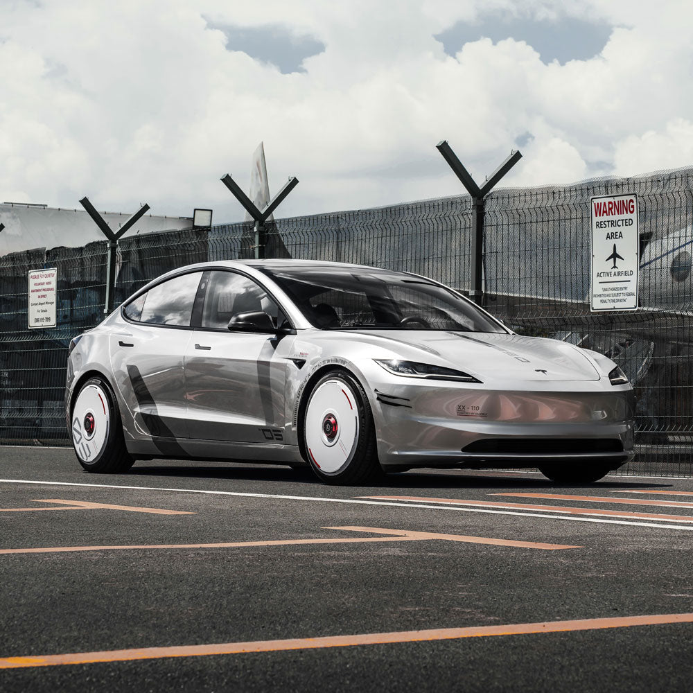 HALODISC 2 Wheel Covers for Tesla | Custom Numbers Series WHITE Aftermarket Carbon Fiber Part / Bodykit - Robot Bodykits
