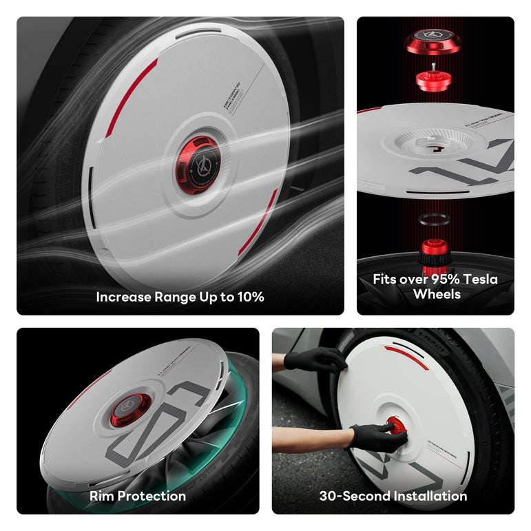 HALODISC 2 Wheel Covers for Tesla | Custom Numbers Series WHITE Aftermarket Carbon Fiber Part / Bodykit - Robot Bodykits