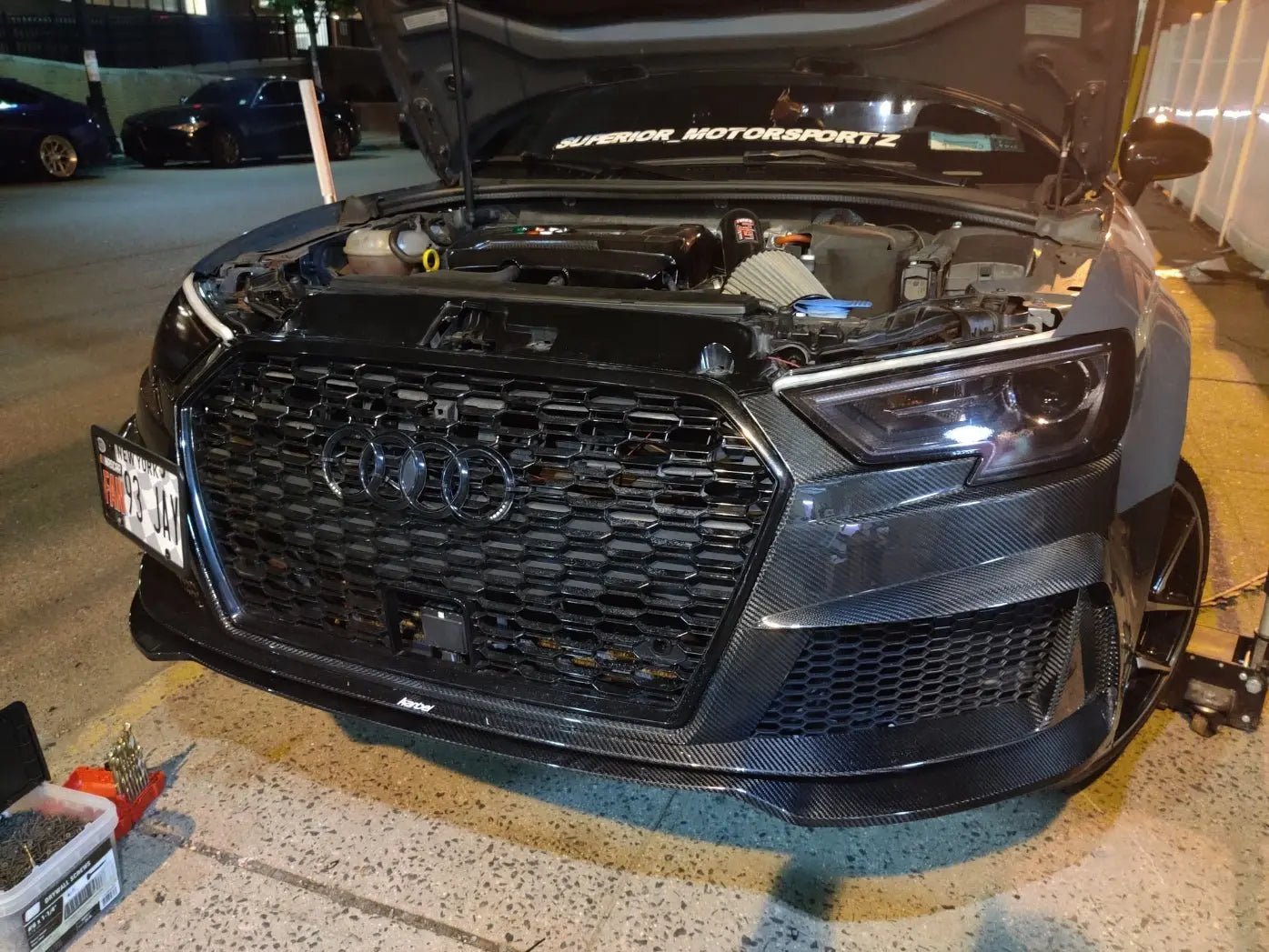 Karbel Carbon Dry Carbon Fiber RS3 Style Front Bumper for Audi A3 & A3 S Line & S3 2017 - 2020 8.5V Aftermarket Carbon Fiber Part / Bodykit - Robot Bodykits