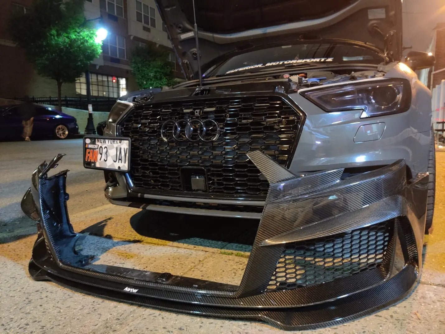 Karbel Carbon Dry Carbon Fiber RS3 Style Front Bumper for Audi A3 & A3 S Line & S3 2017 - 2020 8.5V Aftermarket Carbon Fiber Part / Bodykit - Robot Bodykits