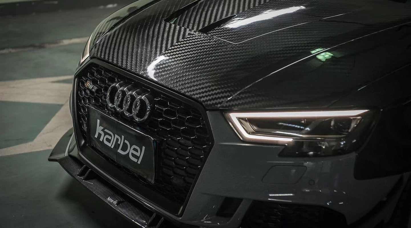 Karbel Dry Carbon Fiber Double-sided Hood Bonnet for Audi RS3 2018-2020 & S3 A3 2014-2020 Aftermarket Carbon Fiber Part / Bodykit - Robot Bodykits