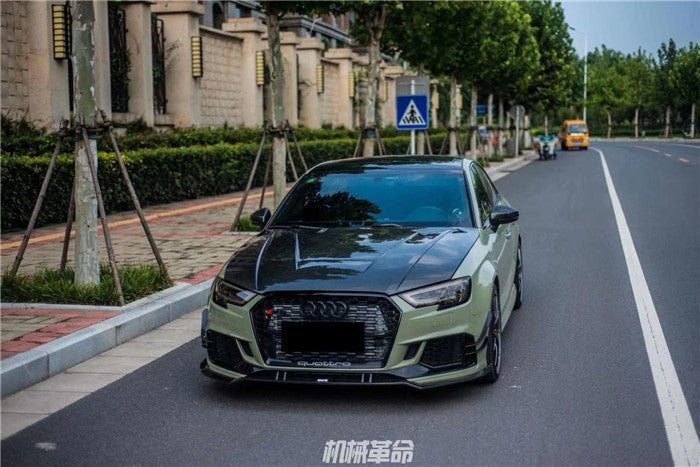 Karbel Dry Carbon Fiber Double-sided Hood Bonnet for Audi RS3 2018-2020 & S3 A3 2014-2020 Aftermarket Carbon Fiber Part / Bodykit - Robot Bodykits