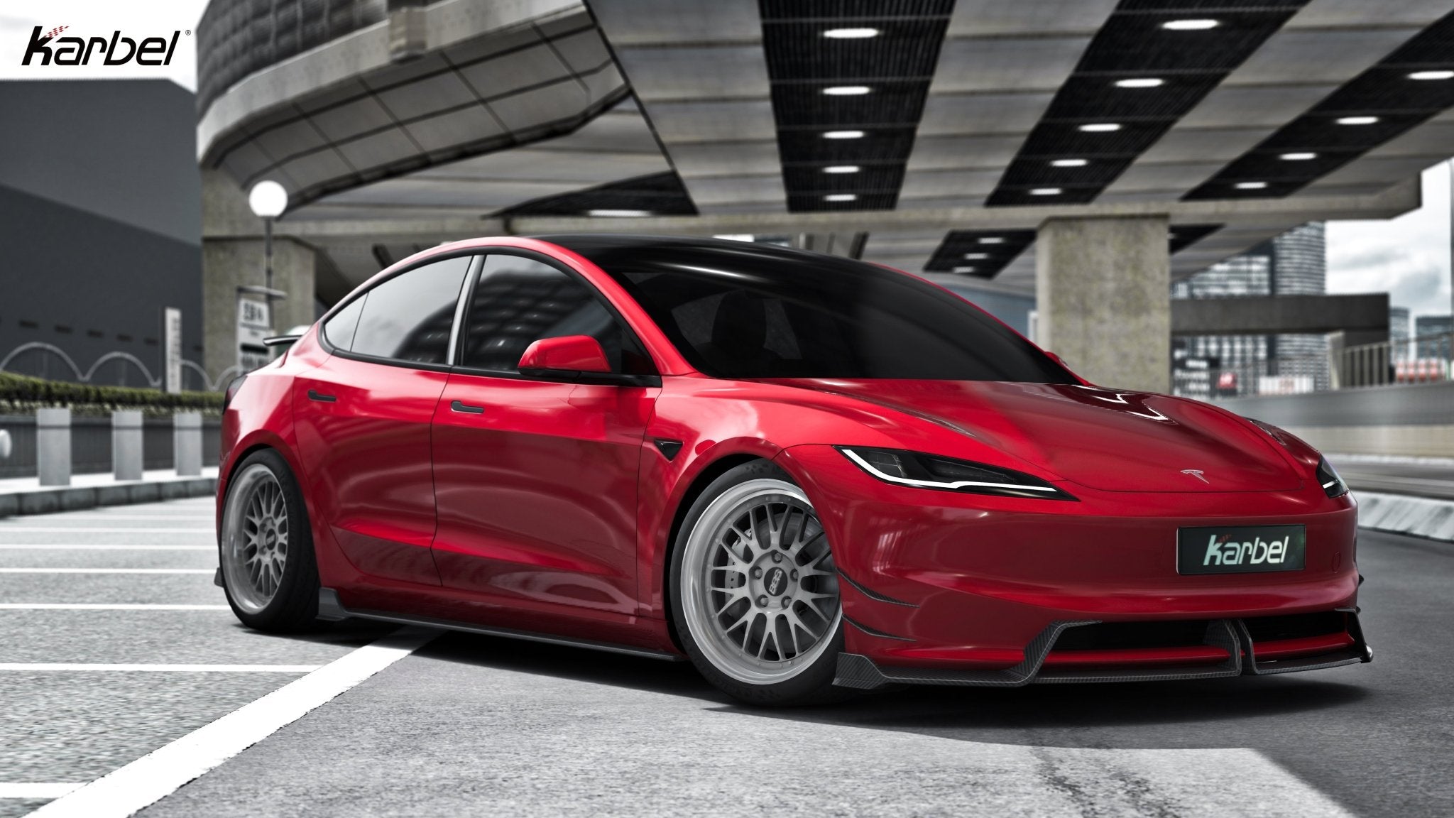 Karbel Pre - preg Carbon Fiber Front Lip for Tesla Model 3 Highland 2024 - ON Aftermarket Carbon Fiber Part / Bodykit - Robot Bodykits