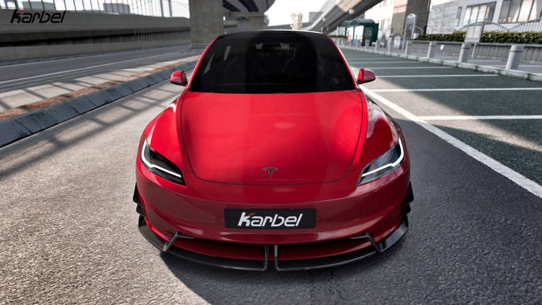 Karbel Pre - preg Carbon Fiber Front Lip for Tesla Model 3 Highland 2024 - ON Aftermarket Carbon Fiber Part / Bodykit - Robot Bodykits